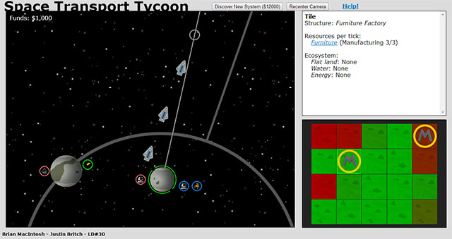 Screenshot of many ships departing from a planet with a furniture factory.