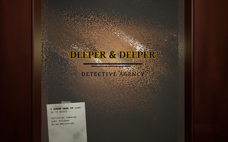 Screenshot showing the front door of the Deeper & Deeper Detective Agency.