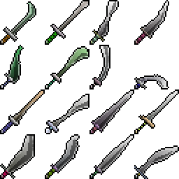 A grid of procedurally-generated swords