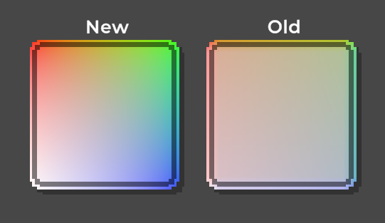 Comparison of the new and old gradient shaders.